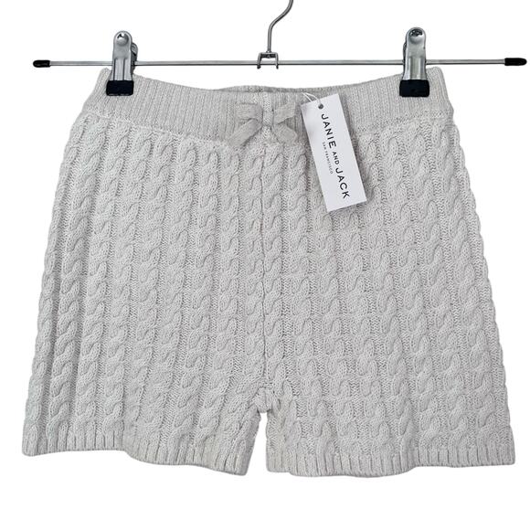 Janie and Jack NEW Cable Knit Stretch Cotton Pull On Shorts Cream and Sugar Sz 8 - Picture 2 of 7